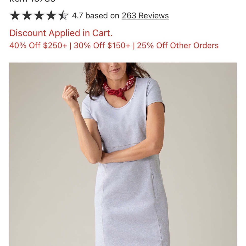 Duluth Trading Company NoGA Active Short Sleeve Dress light gray large